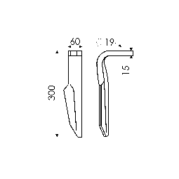 Dent herse rotative KE302 droite (réf 950788)