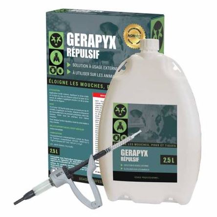 GERAPYX répulsif mouches, poux et tiques applicable sur les animaux